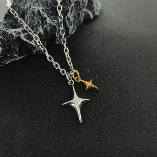 Celestial Polaris Dual Star Pendant - Gothic Aesthetic Jewelry by Mort 7