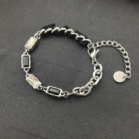 Monochrome Duality Chain Bracelet - Gothic Aesthetic Jewelry by Mort 7