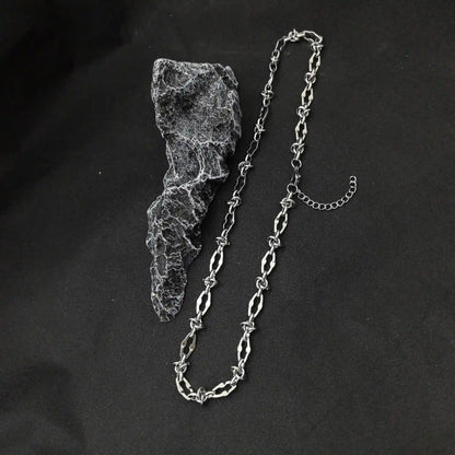 Industrial Knotted Barbed - Wire Chain - Gothic Aesthetic Jewelry by Mort 7
