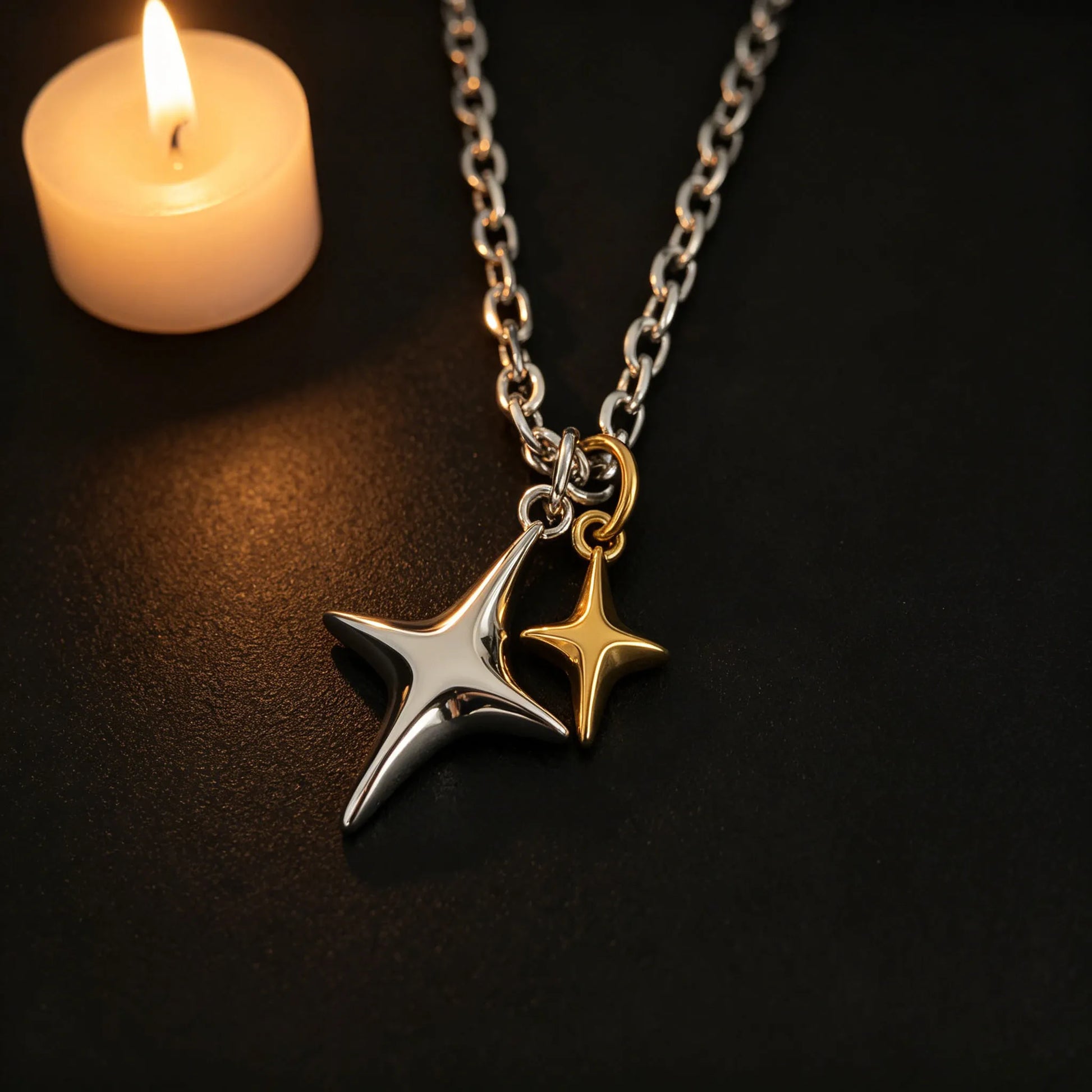Celestial Polaris Dual Star Pendant - Gothic Aesthetic Jewelry by Mort 7