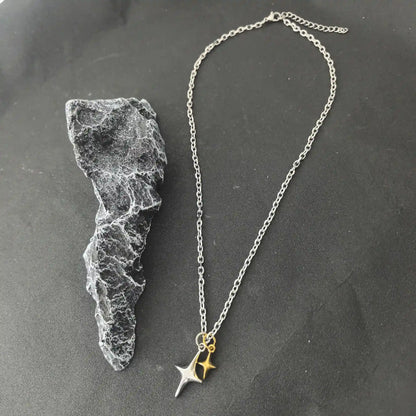 Celestial Polaris Dual Star Pendant - Gothic Aesthetic Jewelry by Mort 7