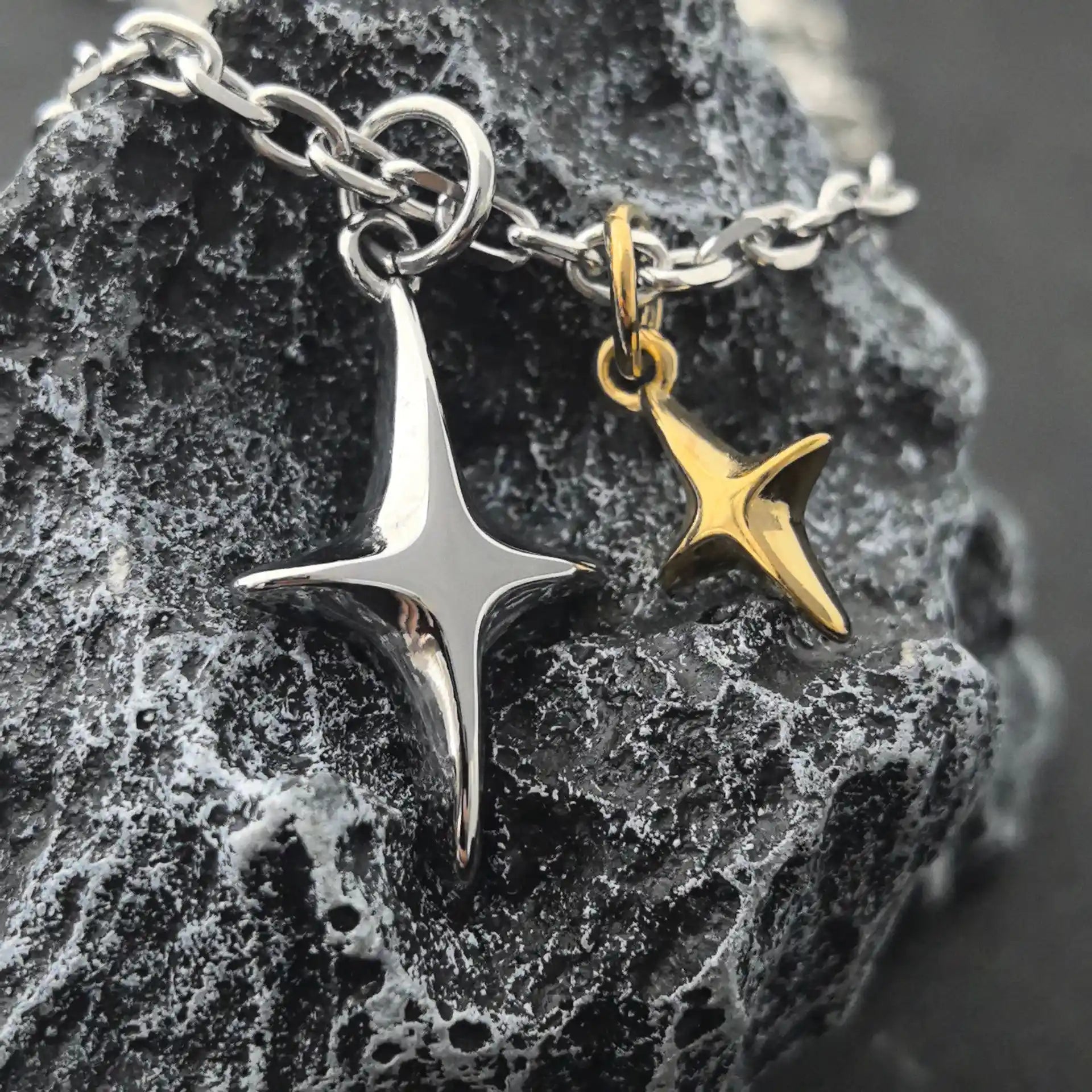 Celestial Polaris Dual Star Pendant - Gothic Aesthetic Jewelry by Mort 7