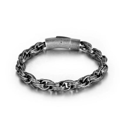 Classic retro-colored stainless steel rope chain bracelet with magnetic clasp.