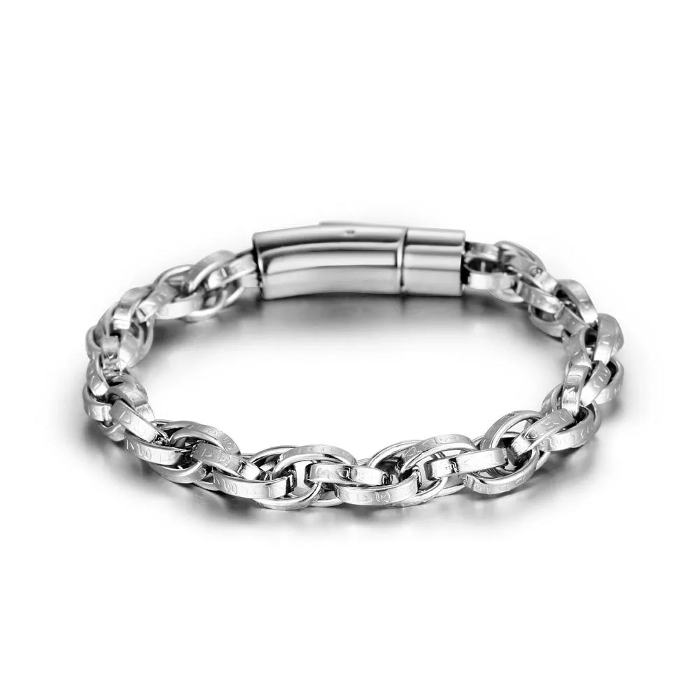 Classic stainless steel cord bracelet with magnetic clasp