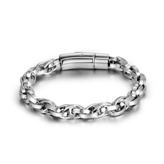 Classic stainless steel cord bracelet with magnetic clasp