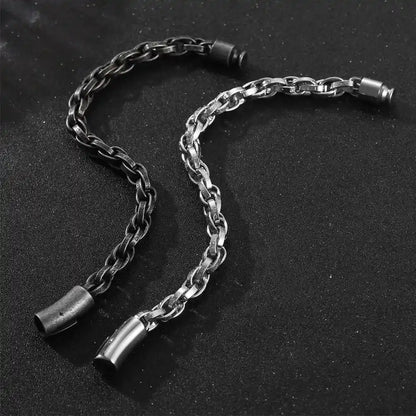 Classic stainless steel rope chain bracelet with polished finish and magnetic clasp.