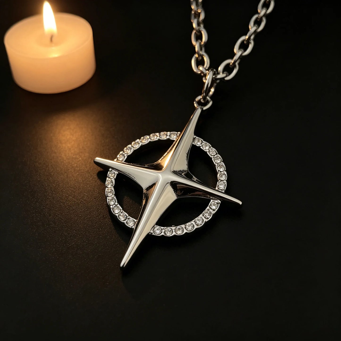 North Star Halo Cross Pendant - Gothic Aesthetic Jewelry by Mort 7