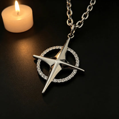 North Star Halo Cross Pendant - Gothic Aesthetic Jewelry by Mort 7