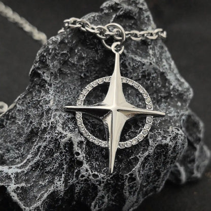 North Star Halo Cross Pendant - Gothic Aesthetic Jewelry by Mort 7