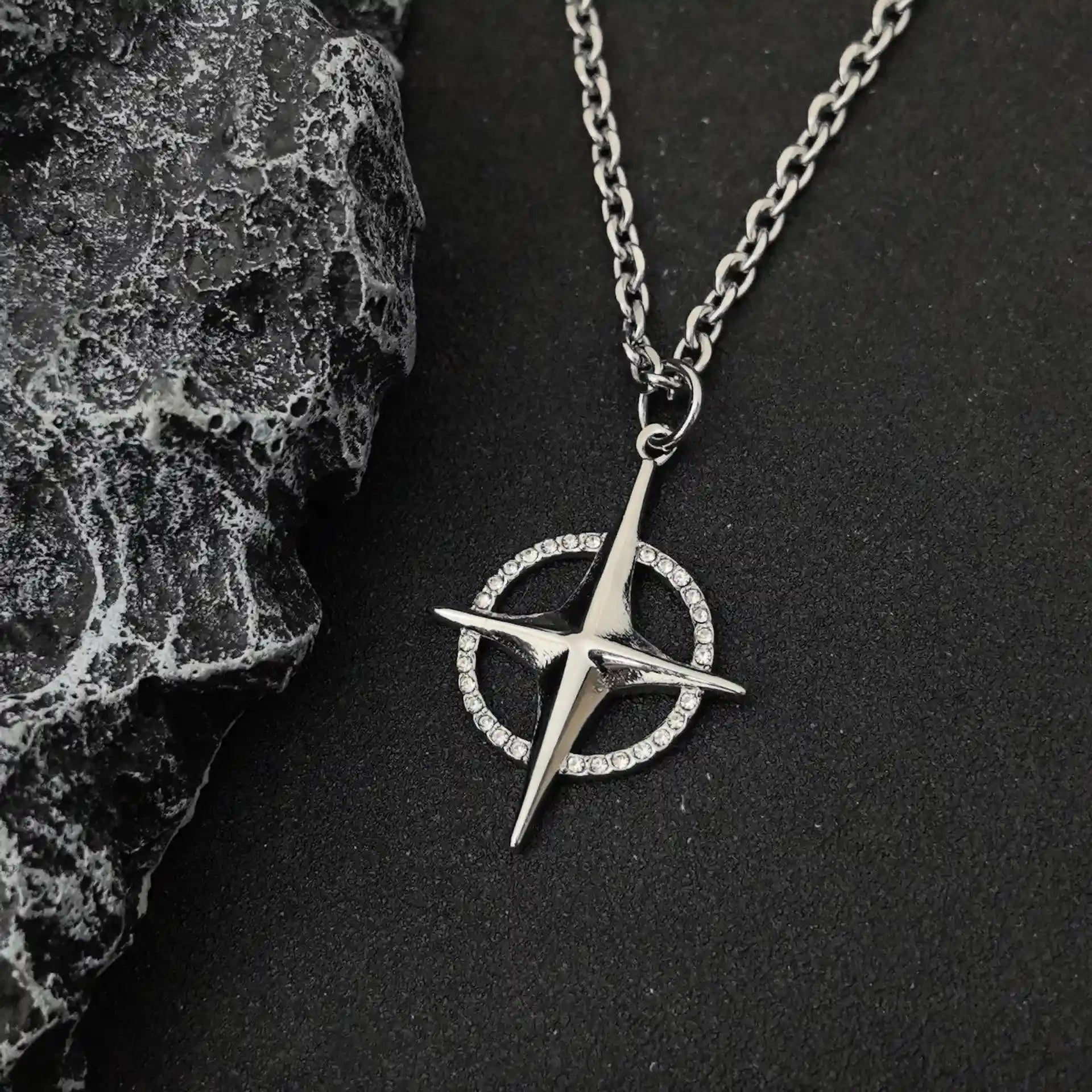 North Star Halo Cross Pendant - Gothic Aesthetic Jewelry by Mort 7