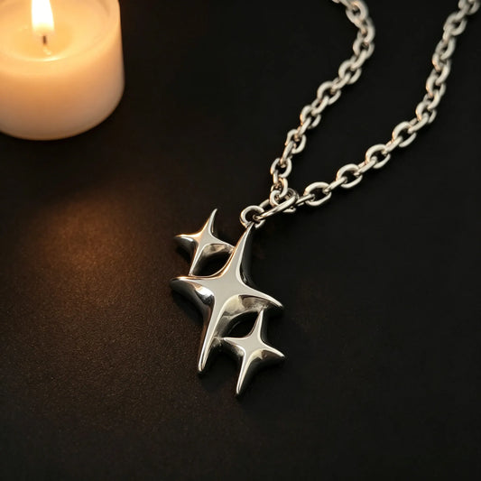 Triple Star Burst Pendant - Gothic Aesthetic Jewelry by Mort 7