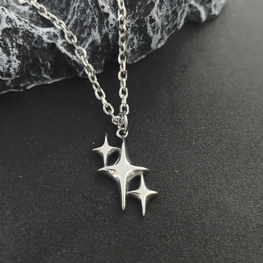 Triple Star Burst Pendant - Gothic Aesthetic Jewelry by Mort 7