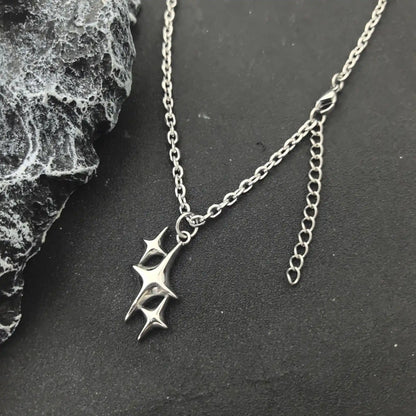 Triple Star Burst Pendant - Gothic Aesthetic Jewelry by Mort 7