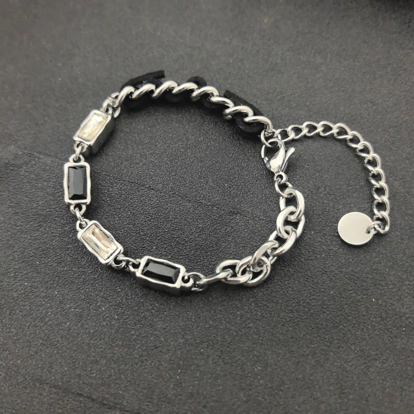 Monochrome Duality Chain Bracelet - Gothic Aesthetic Jewelry by Mort 7