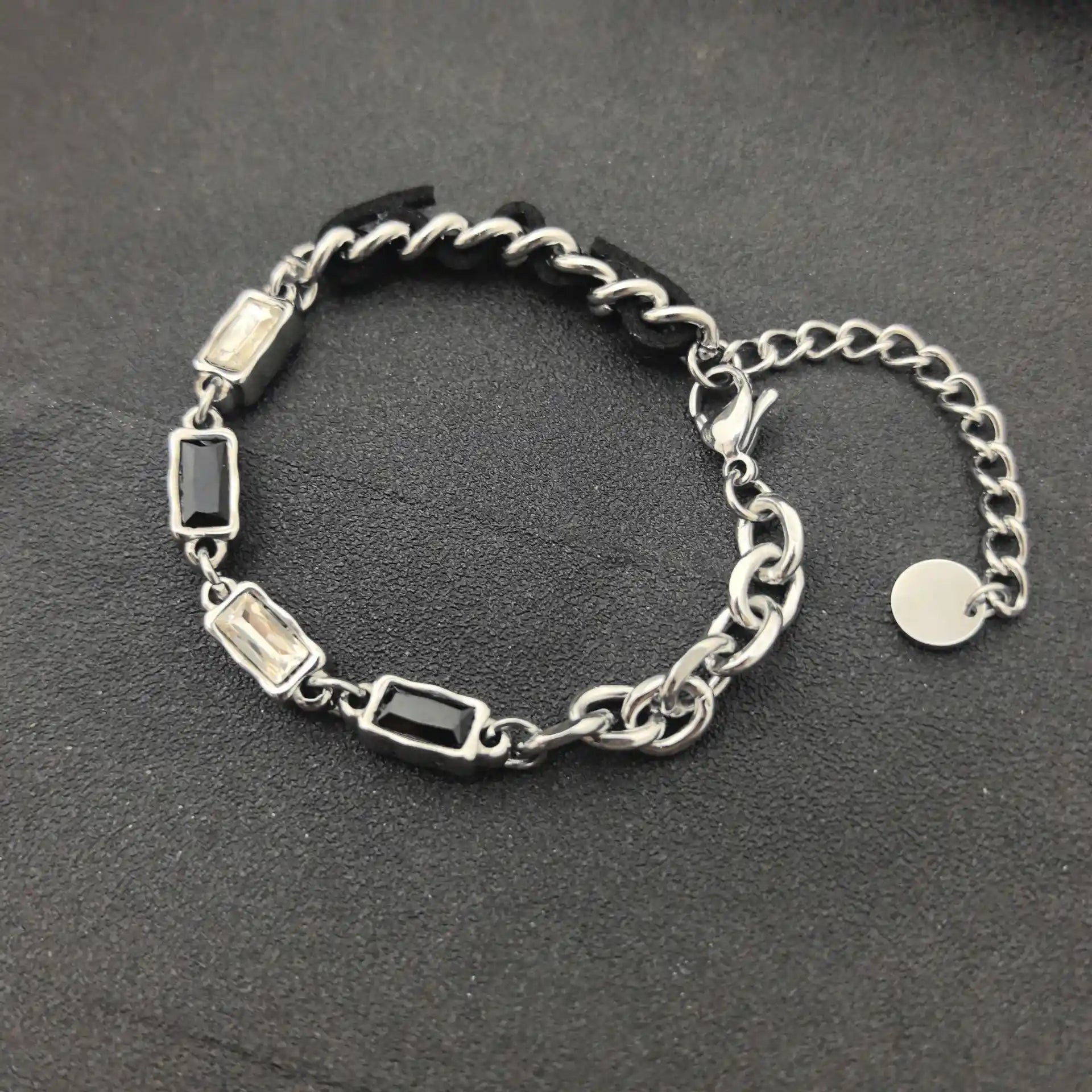 Monochrome Duality Chain Bracelet - Gothic Aesthetic Jewelry by Mort 7