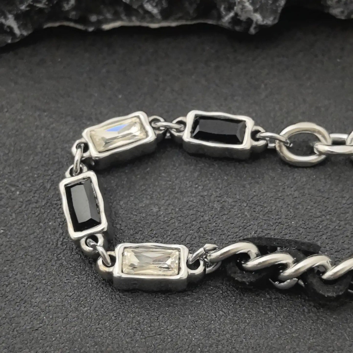 Monochrome Duality Chain Bracelet - Gothic Aesthetic Jewelry by Mort 7