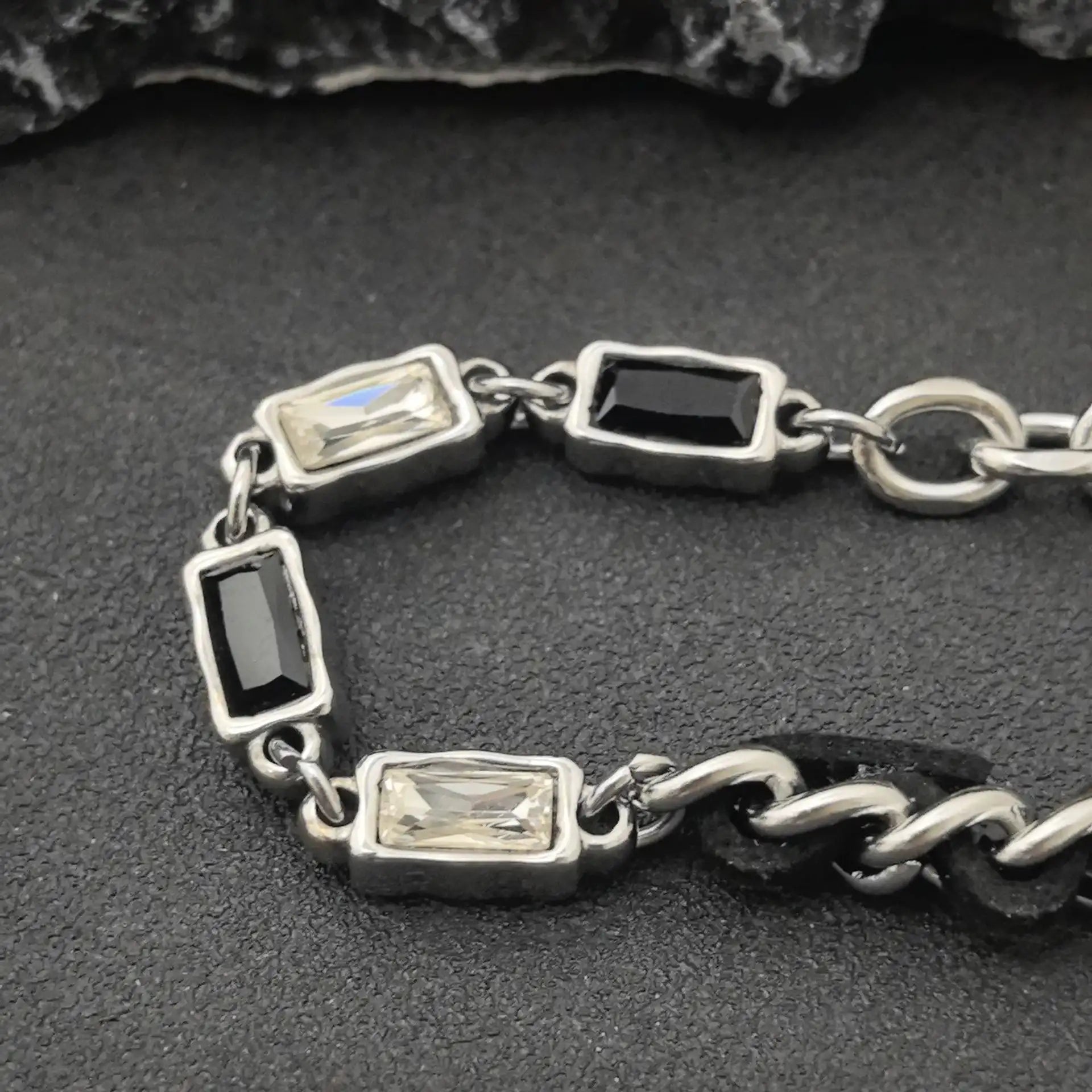 Monochrome Duality Chain Bracelet - Gothic Aesthetic Jewelry by Mort 7