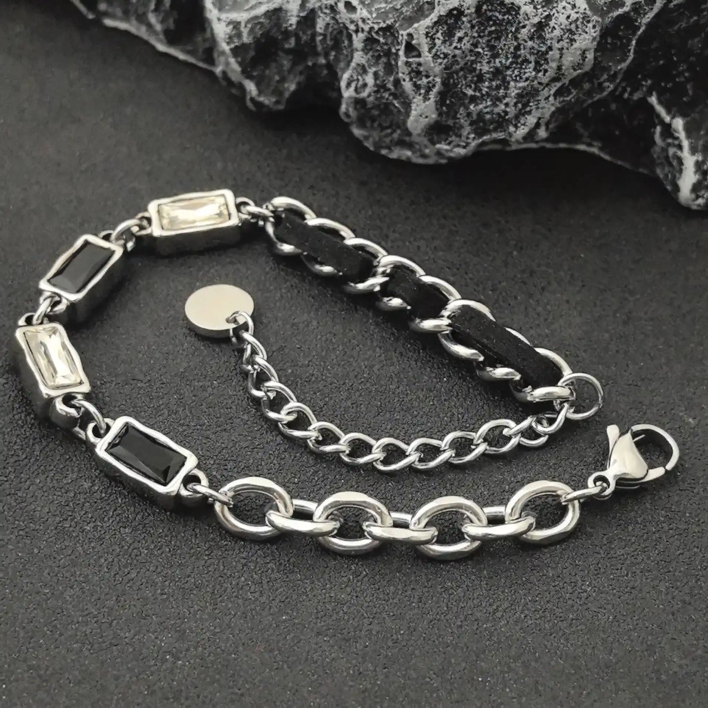 Monochrome Duality Chain Bracelet - Gothic Aesthetic Jewelry by Mort 7