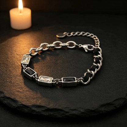 Monochrome Duality Chain Bracelet - Gothic Aesthetic Jewelry by Mort 7