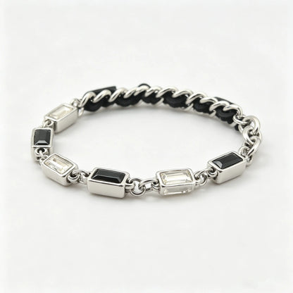 Monochrome Duality Chain Bracelet - Gothic Aesthetic Jewelry by Mort 7