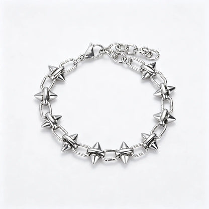Unisex punk spiked link bracelet made of durable 316L stainless steel for an edgy streetwear look.