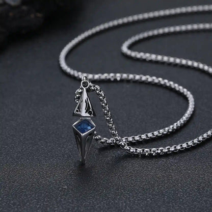 MORT 7 gothic spearhead pendant necklace in silver tone