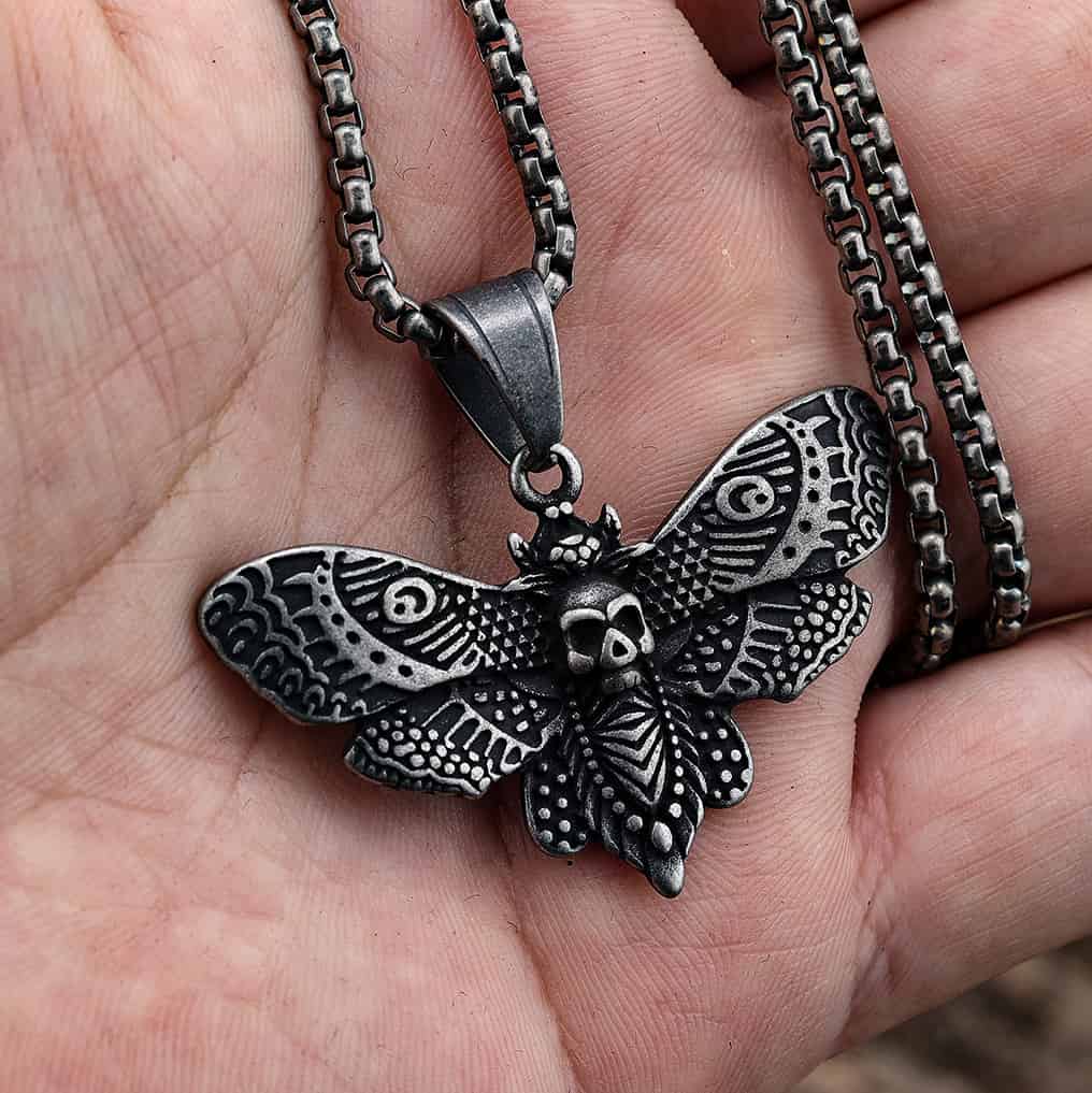 Death's Head Moth Pendant - Gothic Aesthetic Jewelry by Mort 7