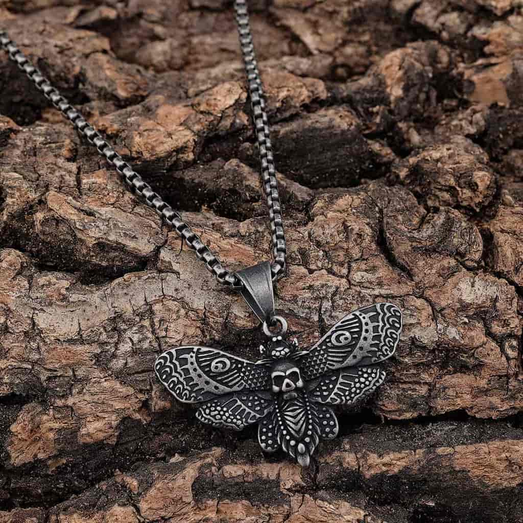 Death's Head Moth Pendant - Gothic Aesthetic Jewelry by Mort 7