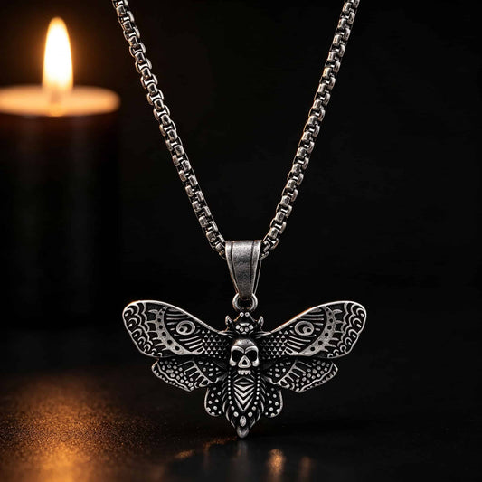 Death's Head Moth Pendant - Gothic Aesthetic Jewelry by Mort 7