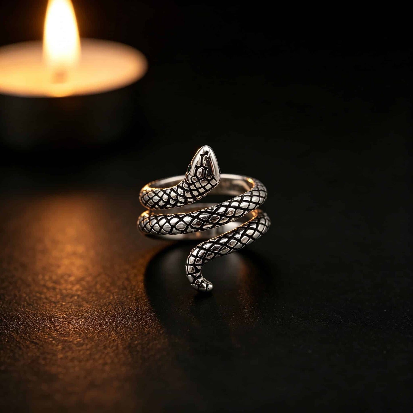 Gothic Coiled Snake Ring - Gothic Aesthetic Jewelry by Mort 7