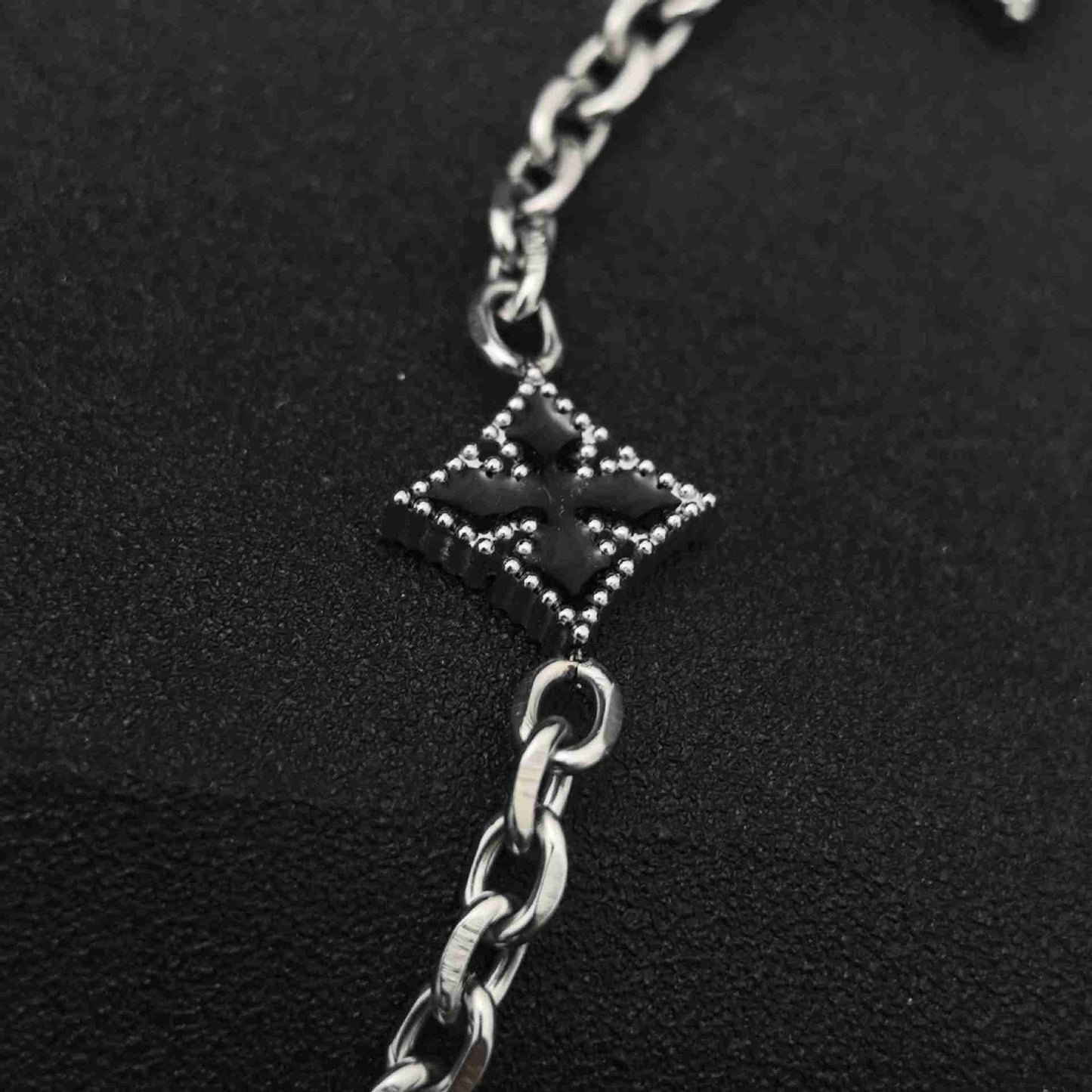 Midnight Rhombus Cross Bracelet - Gothic Aesthetic Jewelry by Mort 7