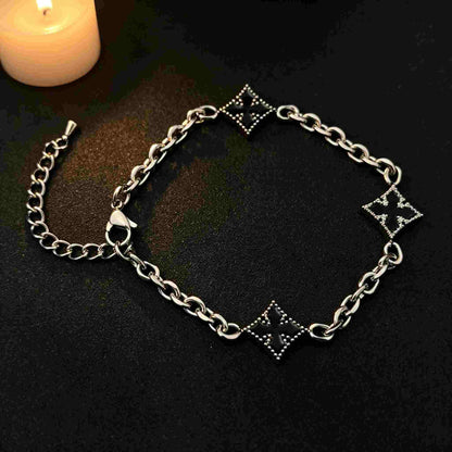 Midnight Rhombus Cross Bracelet - Gothic Aesthetic Jewelry by Mort 7