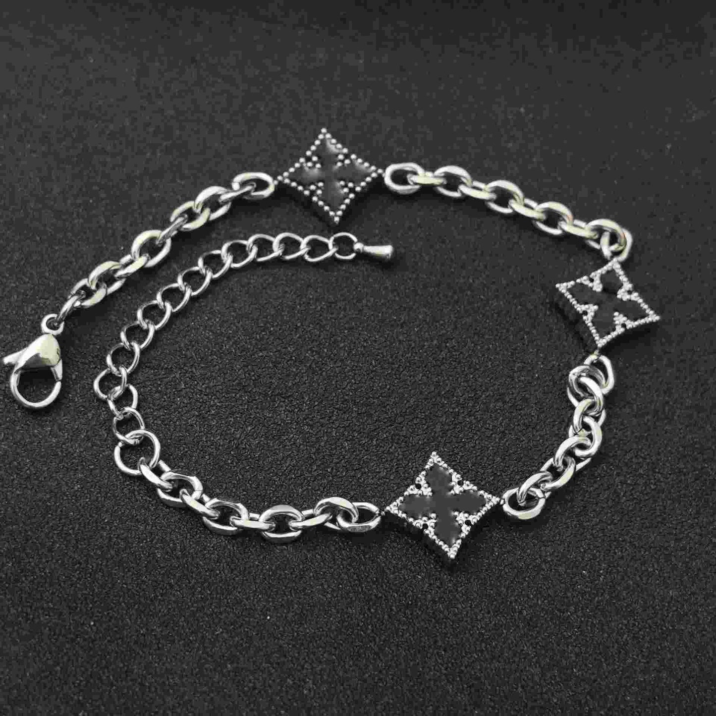 Midnight Rhombus Cross Bracelet - Gothic Aesthetic Jewelry by Mort 7