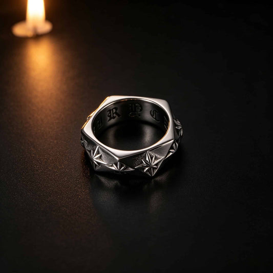 North Star Hexagon Ring - Gothic Aesthetic Jewelry by Mort 7