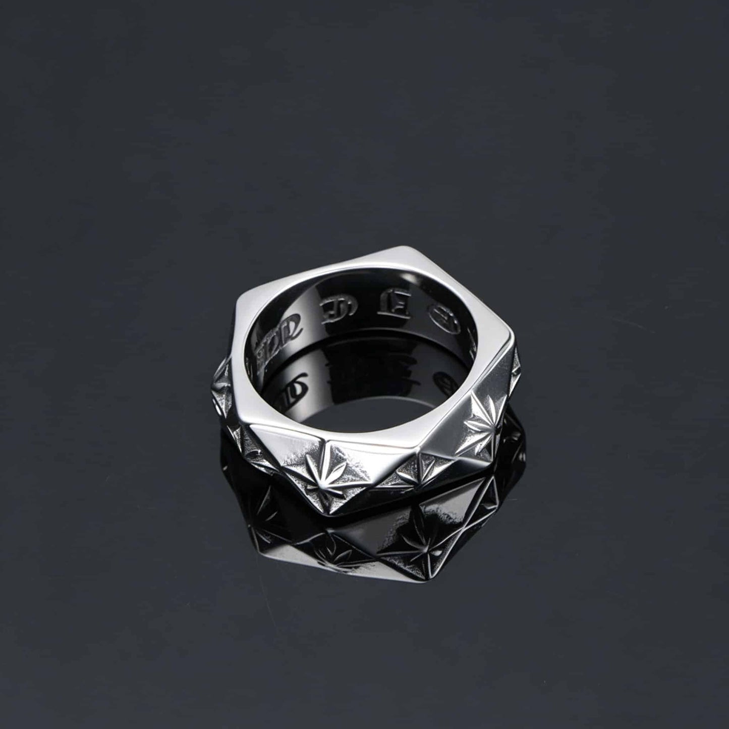 North Star Hexagon Ring - Gothic Aesthetic Jewelry by Mort 7