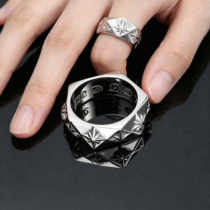 North Star Hexagon Ring - Gothic Aesthetic Jewelry by Mort 7
