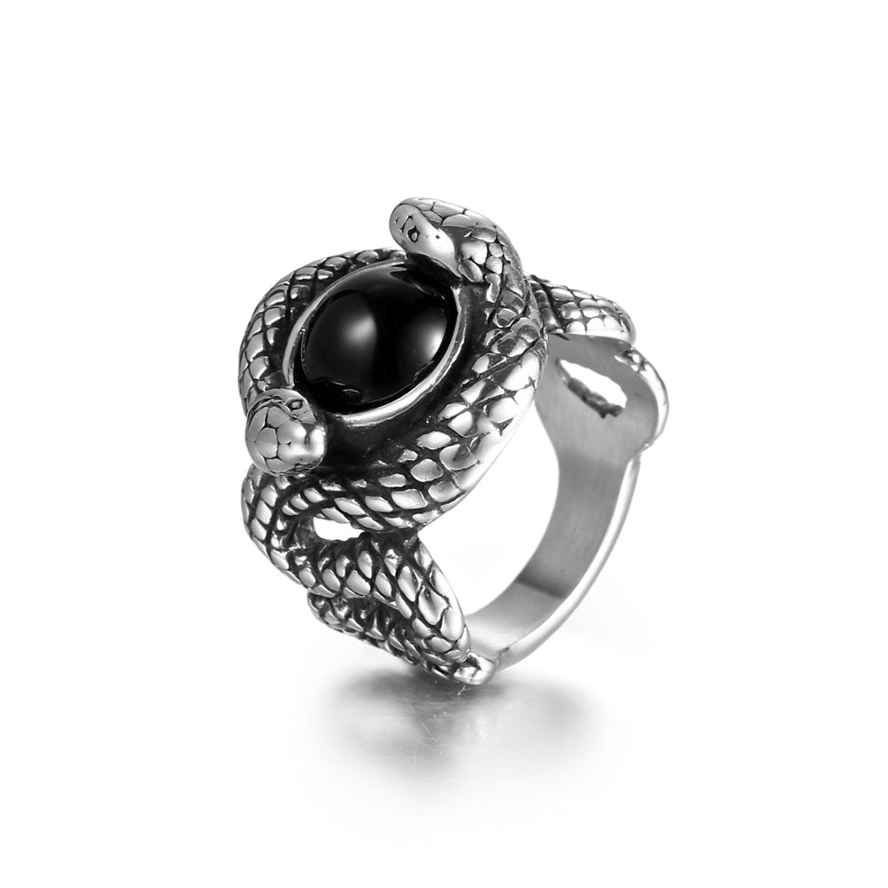 Ouroboros Serpent Eye Ring - Gothic Aesthetic Jewelry by Mort 7