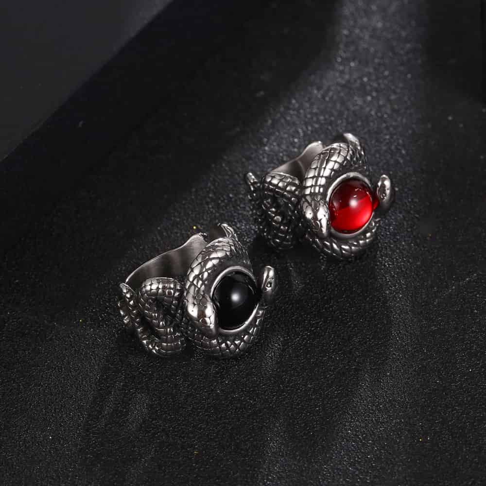 Ouroboros Serpent Eye Ring - Gothic Aesthetic Jewelry by Mort 7