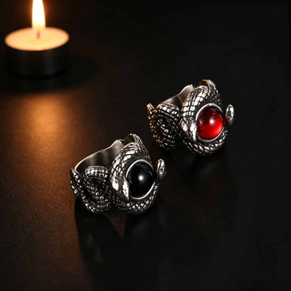 Ouroboros Serpent Eye Ring - Gothic Aesthetic Jewelry by Mort 7