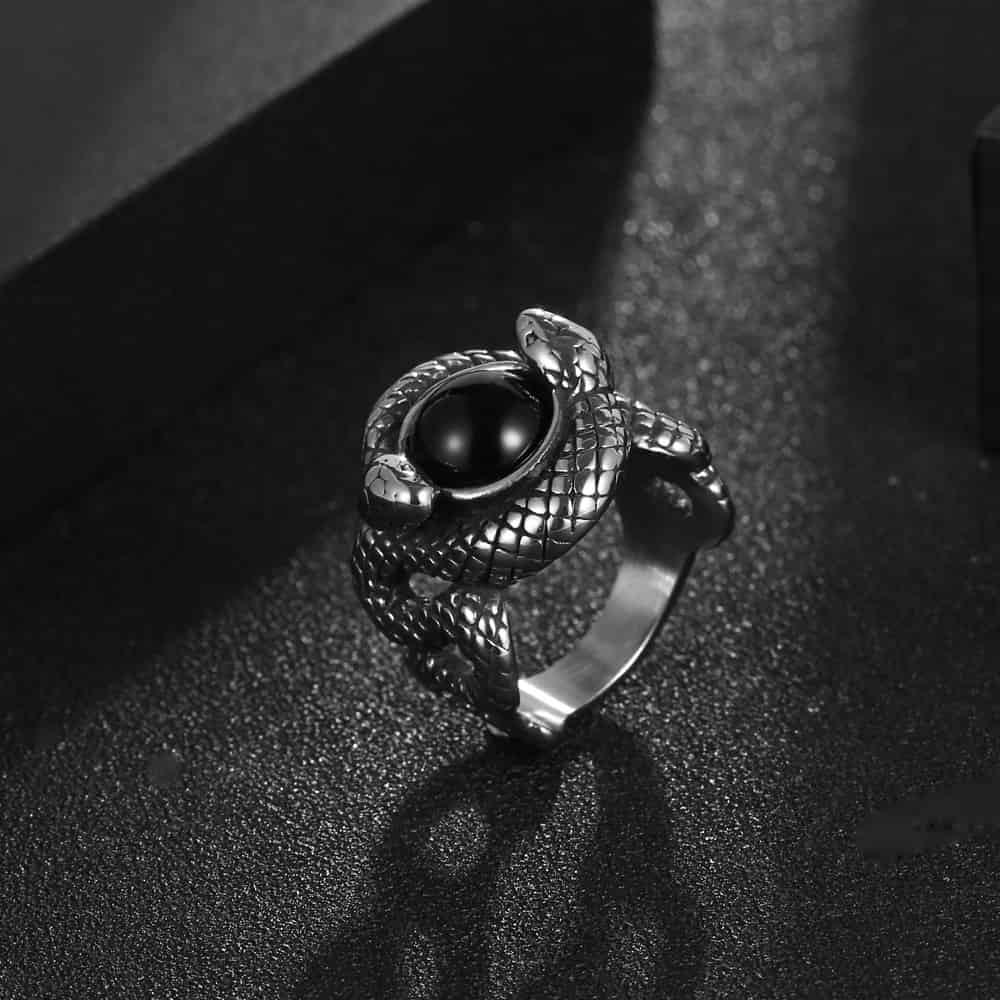 Ouroboros Serpent Eye Ring - Gothic Aesthetic Jewelry by Mort 7