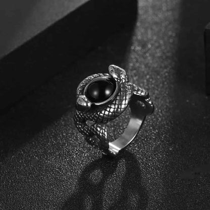 Ouroboros Serpent Eye Ring - Gothic Aesthetic Jewelry by Mort 7