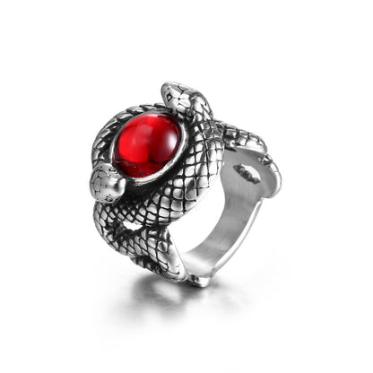 Ouroboros Serpent Eye Ring - Gothic Aesthetic Jewelry by Mort 7