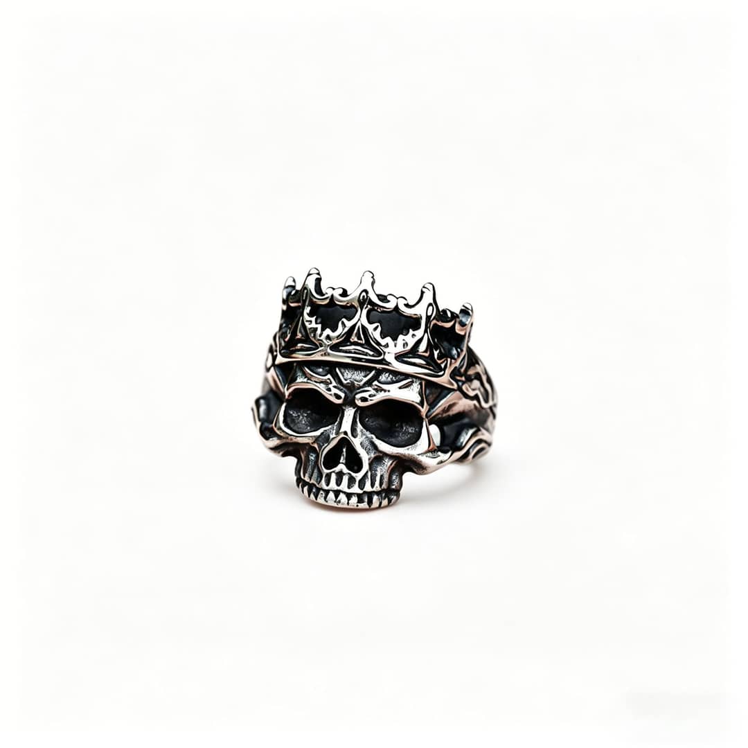 The Undead Monarch| Heavy Gothic Crowned Skull Ring - Gothic Aesthetic Jewelry by Mort 7