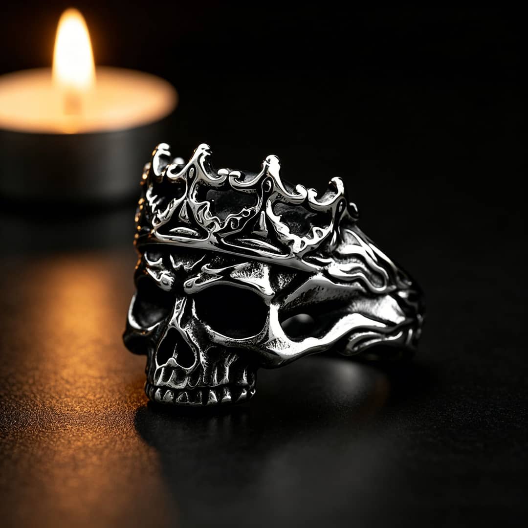 The Undead Monarch| Heavy Gothic Crowned Skull Ring - Gothic Aesthetic Jewelry by Mort 7