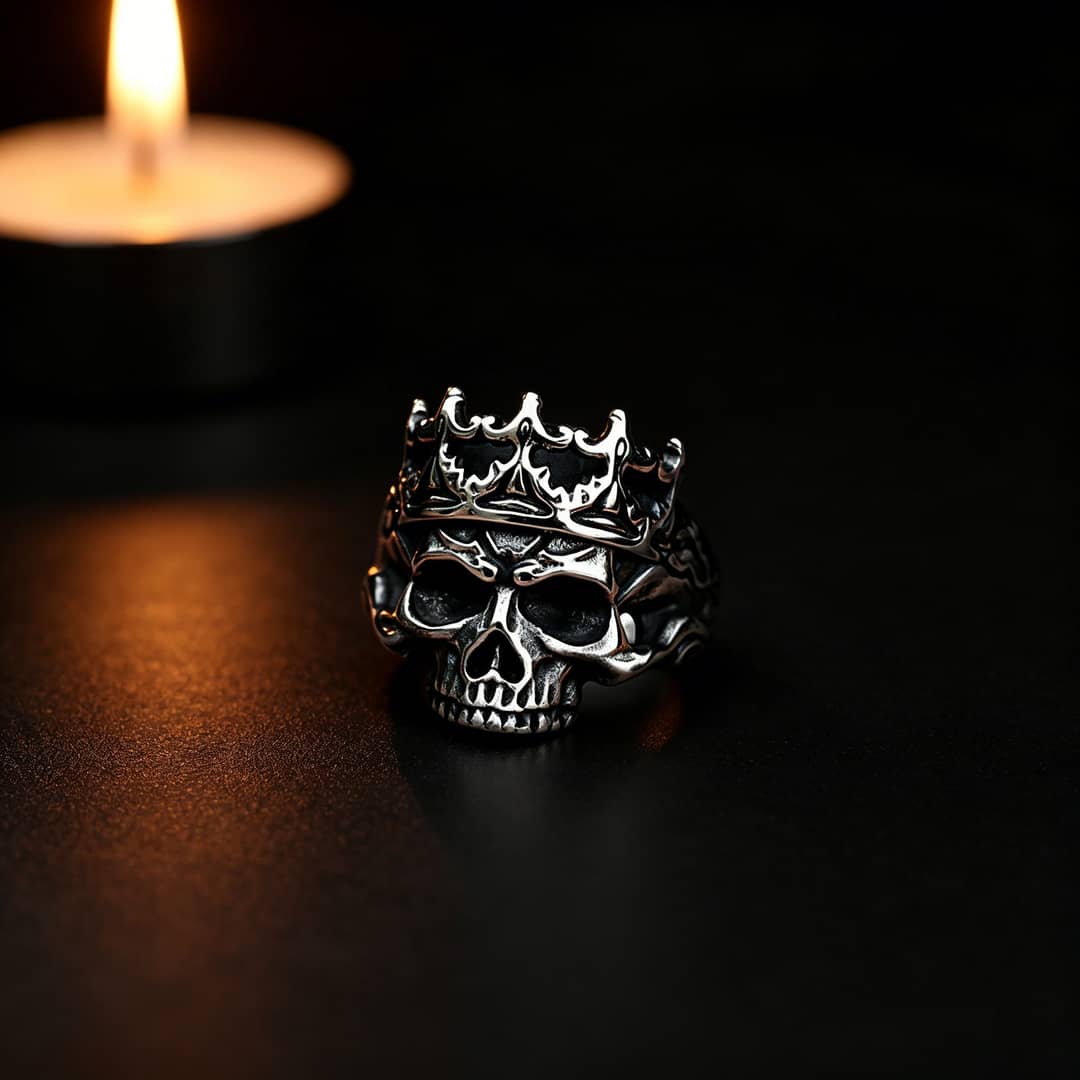 The Undead Monarch| Heavy Gothic Crowned Skull Ring - Gothic Aesthetic Jewelry by Mort 7