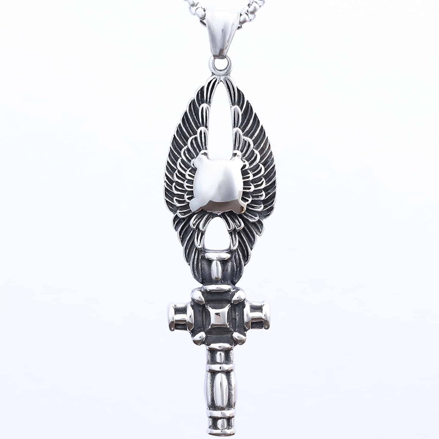Wings of Eternal Life Ankh Necklace - Gothic Aesthetic Jewelry by Mort 7