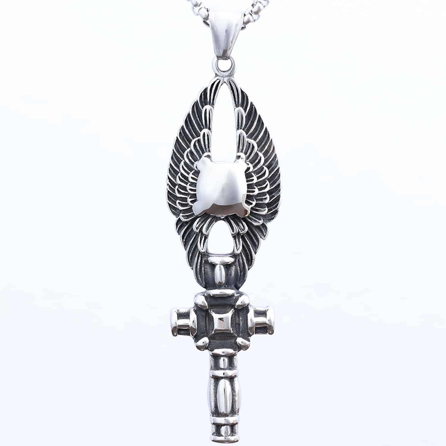 Wings of Eternal Life Ankh Necklace - Gothic Aesthetic Jewelry by Mort 7