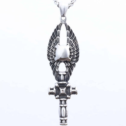 Wings of Eternal Life Ankh Necklace - Gothic Aesthetic Jewelry by Mort 7